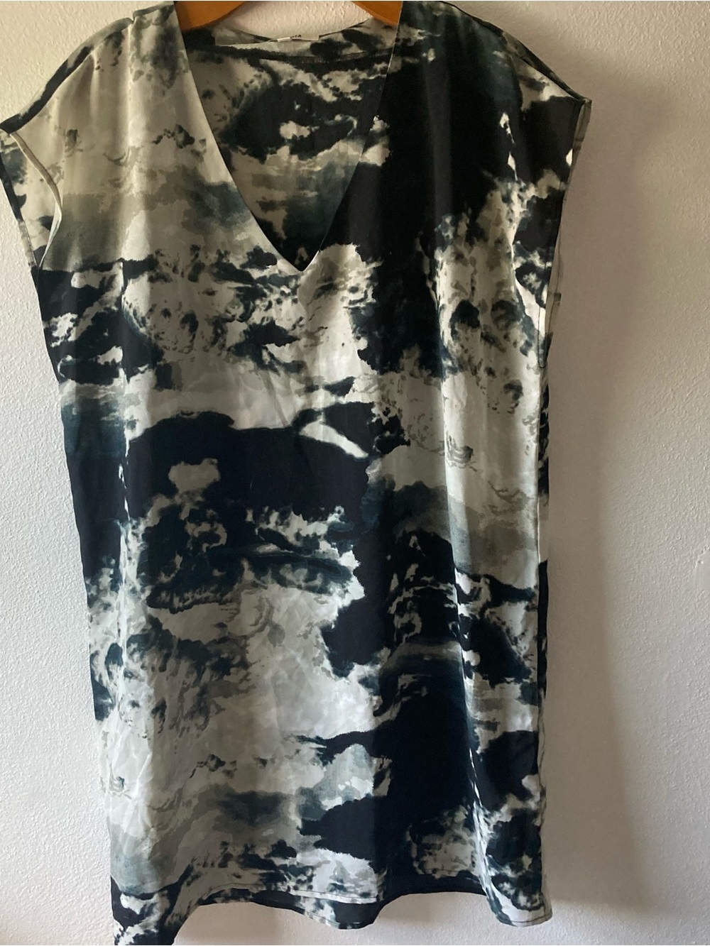 BB Dakota Womens V-Neck Abstract Print Tunic Dress/Top - Black & Gray